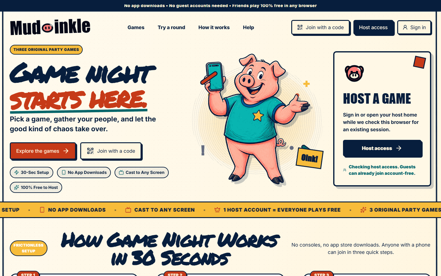 Current public Mudoinkle staging homepage